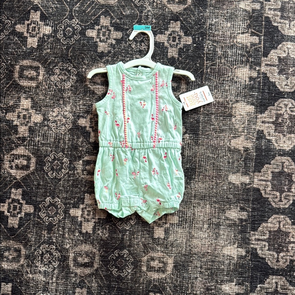 Mint Green Floral Baby Romper